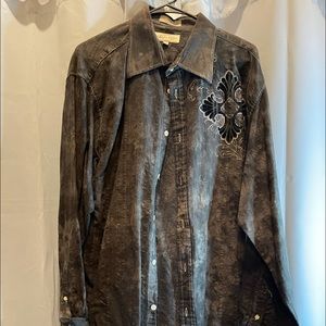 Men’s Black & Gray Button Down Dress Shirt